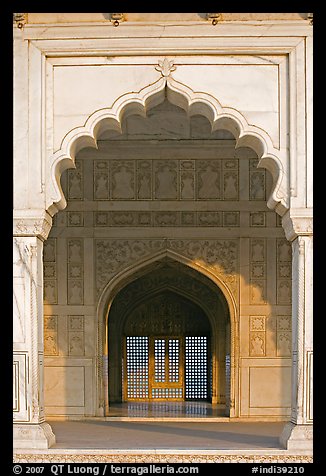 Arches and perforated marble screen, Khas Mahal, Agra Fort. Agra, Uttar Pradesh, India