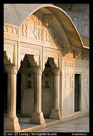 Columns, Khas Mahal, Agra Fort. Agra, Uttar Pradesh, India (color)