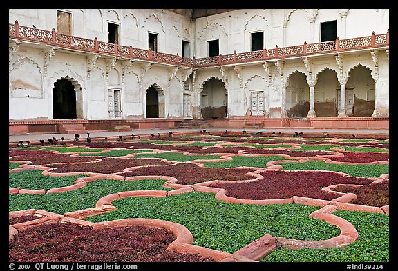 Ornamental gardens, Agra Fort. Agra, Uttar Pradesh, India (color)
