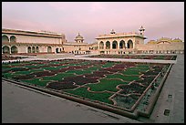 Anguri Bagh garden and Khas Mahal palace, Agra Fort, dusk. Agra, Uttar Pradesh, India (color)