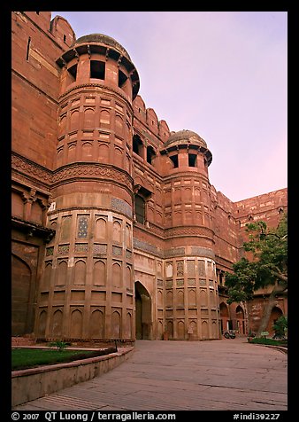 Amar Singh Gate, Agra Fort, sunset. Agra, Uttar Pradesh, India (color)