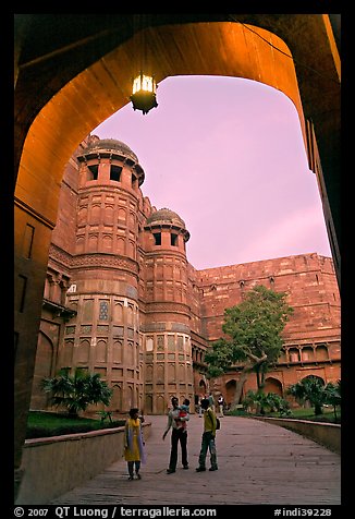 Main gate, Agra Fort, sunset. Agra, Uttar Pradesh, India (color)