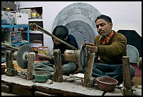 Men polishing marble. Agra, Uttar Pradesh, India