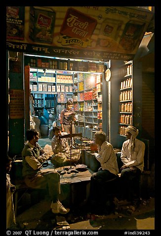 Store by night, Taj Ganj. Agra, Uttar Pradesh, India (color)