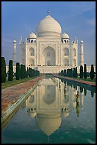 Taj Mahal and reflecting pool, morning. Agra, Uttar Pradesh, India