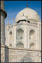 Base, dome, and minaret, Taj Mahal. Agra, Uttar Pradesh, India