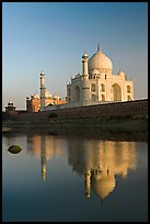 Taj Mahal reflected in Yamuna River. Agra, Uttar Pradesh, India