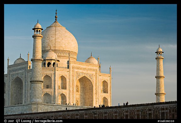 Taj Mahal and minarets, late afternoon. Agra, Uttar Pradesh, India (color)