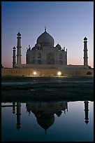 Taj Mahal over Yamuna River at dusk. Agra, Uttar Pradesh, India (color)