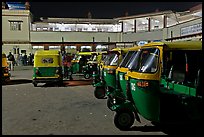 Auto-rickshaws in front of train station. Agra, Uttar Pradesh, India