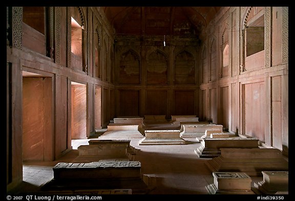 Tombs in the Dargah (Jama Masjid) mosque. Fatehpur Sikri, Uttar Pradesh, India (color)