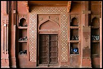 Wall with shoes stored, Dargah mosque. Fatehpur Sikri, Uttar Pradesh, India