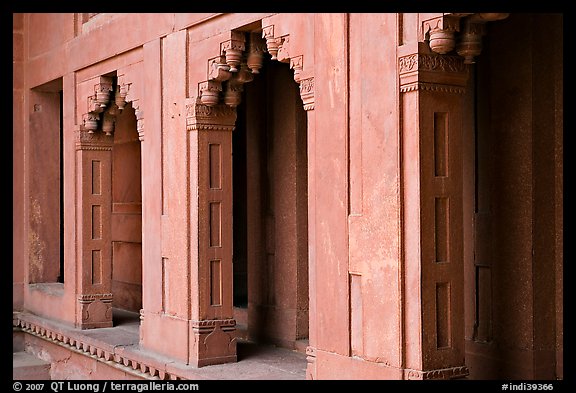 Facade detail of the Treasury building. Fatehpur Sikri, Uttar Pradesh, India (color)