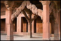 Columns in front of the Treasury building. Fatehpur Sikri, Uttar Pradesh, India