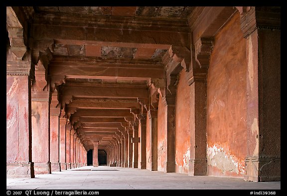 Corridor beneath the Panch Mahal building. Fatehpur Sikri, Uttar Pradesh, India