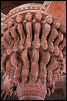 Plinth topping stone column, inside Diwan-i-Khas. Fatehpur Sikri, Uttar Pradesh, India (color)