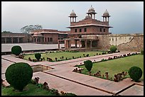 Garden and Pachisi courtyard. Fatehpur Sikri, Uttar Pradesh, India (color)