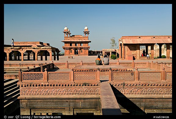 Ornamental pool and main courtyard. Fatehpur Sikri, Uttar Pradesh, India (color)