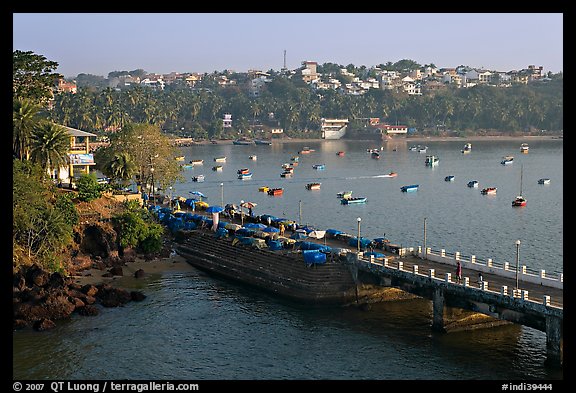 Pier and bay, Dona Paula. Goa, India (color)