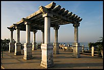 Gazebo and bench, early morning, Dona Paula. Goa, India (color)