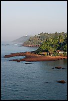 Coastline with palm trees, Dona Paula. Goa, India (color)