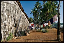 Laundry and beachfront hut, Dona Paula. Goa, India (color)