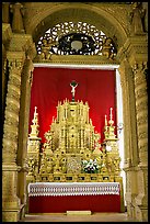 Richly decorated altar, Basilica of Bom Jesus, Old Goa. Goa, India