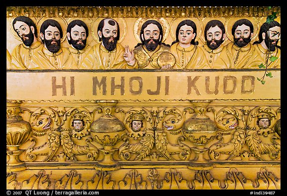 Main altar detail, Basilica of Bom Jesus, Old Goa. Goa, India