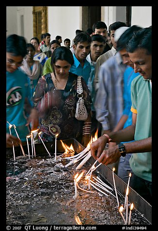 Popular candle burning spot, Basilica of Bom Jesus, Old Goa. Goa, India