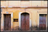 Facade painted yellow, Panjim. Goa, India