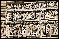 Carvings, Parsvanatha temple, Eastern Group. Khajuraho, Madhya Pradesh, India (color)