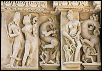 Scultpural details, Parsvanatha temple, Eastern Group. Khajuraho, Madhya Pradesh, India (color)