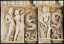 Scultpural details, Parsvanatha temple, Eastern Group. Khajuraho, Madhya Pradesh, India (color)