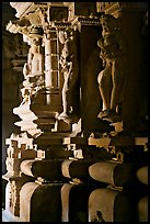 Statues in the corridor (pradakshina), Parsvanatha temple, Eastern Group. Khajuraho, Madhya Pradesh, India