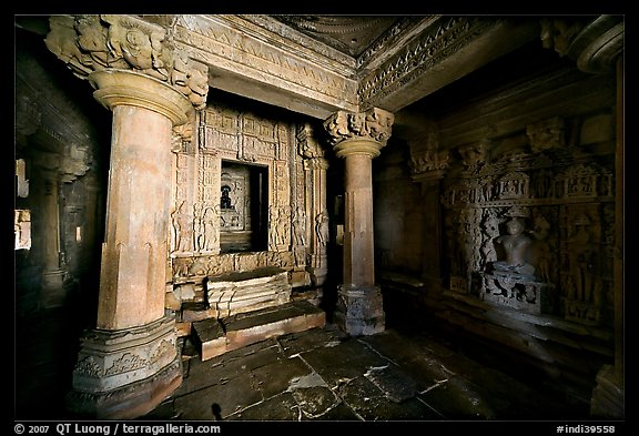 Jain temple interior, Parsvanatha temple, Eastern Group. Khajuraho, Madhya Pradesh, India (color)