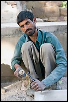 Stone carver. Khajuraho, Madhya Pradesh, India ( color)