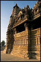 Mandapa side, Javari Temple, late afternoon, Eastern Group. Khajuraho, Madhya Pradesh, India ( color)