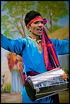 Man performing at Kandariya art and culture show. Khajuraho, Madhya Pradesh, India (color)