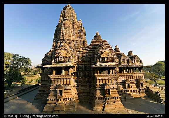 Lakshmana temple seen from Matangesvara temple. Khajuraho, Madhya Pradesh, India