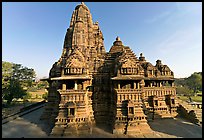 Lakshmana temple seen from Matangesvara temple. Khajuraho, Madhya Pradesh, India (color)