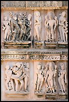 Apsaras and Mithunas, Lakshmana temple. Khajuraho, Madhya Pradesh, India (color)