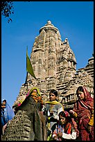 Morning Puja in front of Lakshmana temple. Khajuraho, Madhya Pradesh, India (color)