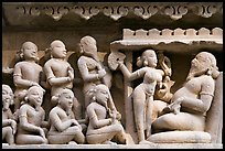 Sculpture of royal court scene, Lakshmana temple. Khajuraho, Madhya Pradesh, India ( color)
