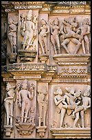 Apsaras and mithunas, Kadariya-Mahadeva temple. Khajuraho, Madhya Pradesh, India (color)