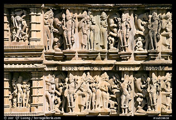 Sculpture detail,  Kadariya-Mahadeva temple. Khajuraho, Madhya Pradesh, India