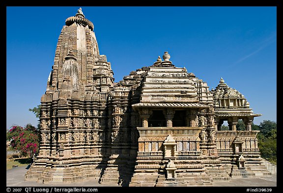 Devi Jagadamba temple seen from the front. Khajuraho, Madhya Pradesh, India (color)