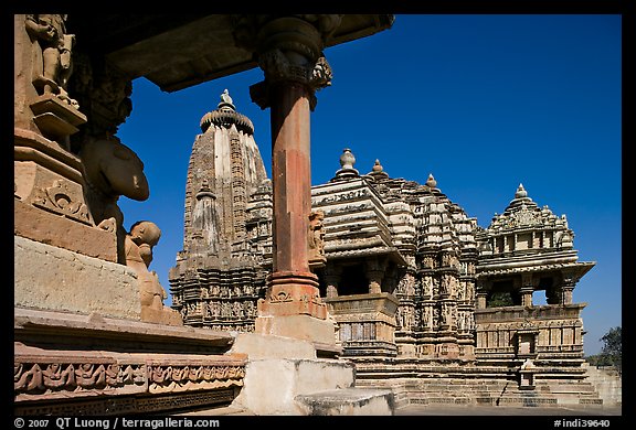 Devi Jagadamba temple seen through Mahadeva. Khajuraho, Madhya Pradesh, India