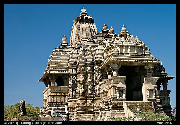 Front of Devi Jagadamba temple. Khajuraho, Madhya Pradesh, India (color)