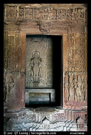 Inner sanctum (garbhagriha) of Lakshmana temple. Khajuraho, Madhya Pradesh, India (color)