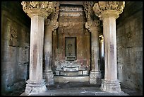 Columns and inner sanctum (garbhagriha) of Lakshmana temple. Khajuraho, Madhya Pradesh, India (color)